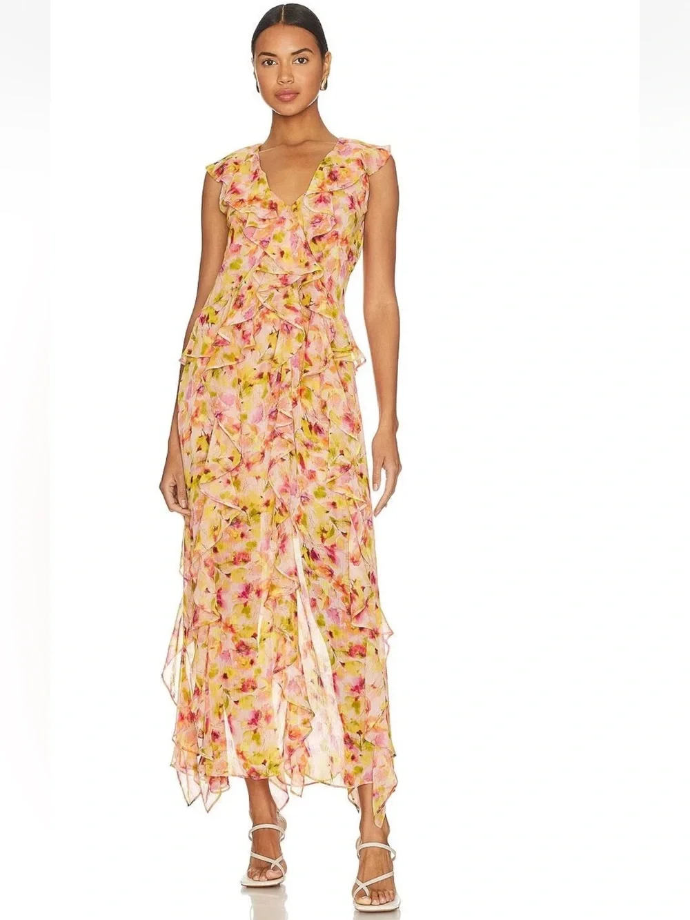 MISA Los Angeles Claudita Dress in Golden Flora – Size Small (Fits Up to Medium)